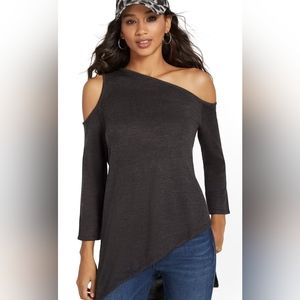 Asymmetrical cold shoulder tunic sweater NWOT